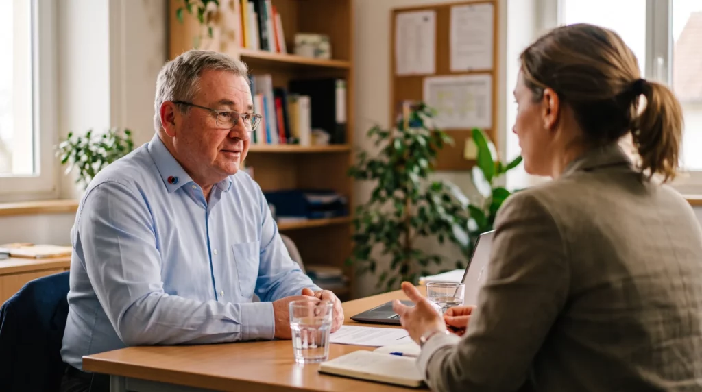 Pierre-Yves Cros en rendez-vous avec une cliente